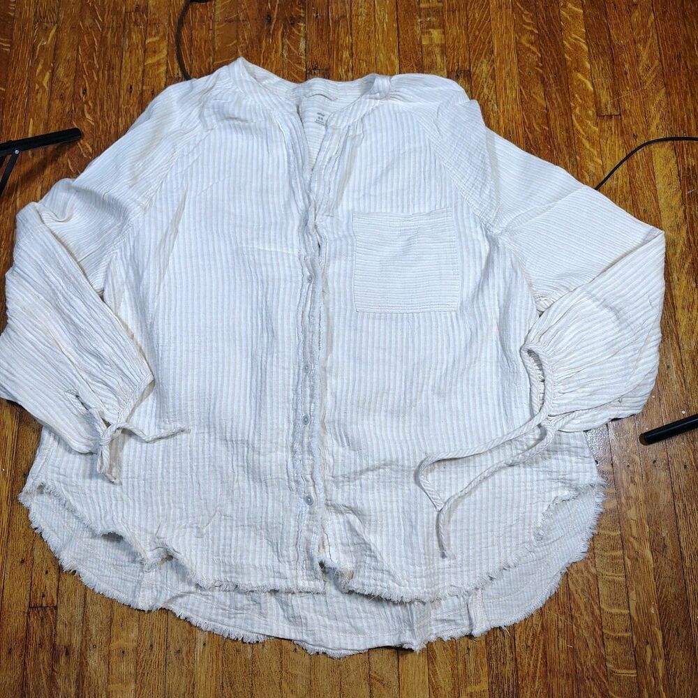 Aerie Tie Sleeves Oversized Boho Long Sleeve Top Size Medium/T54